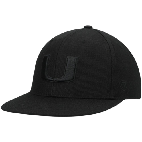 Mens Top of the World Miami Hurricanes Black On Black Fitted Hat