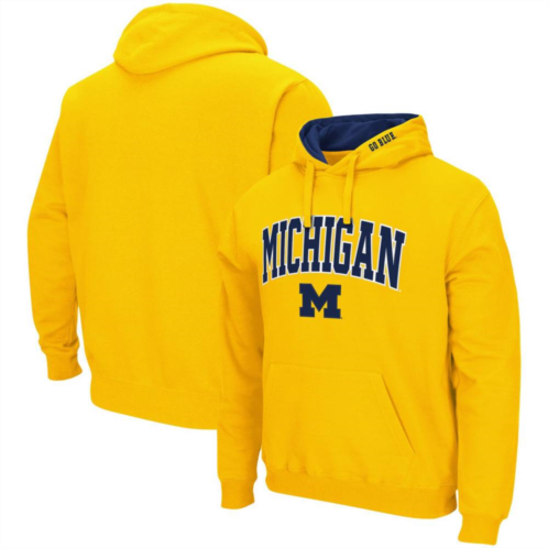 Mens Colosseum Maize Michigan Wolverines Arch & Logo 3.0 Pullover Hoodie