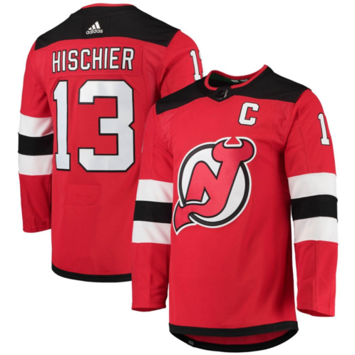 Mens adidas Nico Hischier Red New Jersey Devils Home Primegreen Authentic Pro Player Jersey