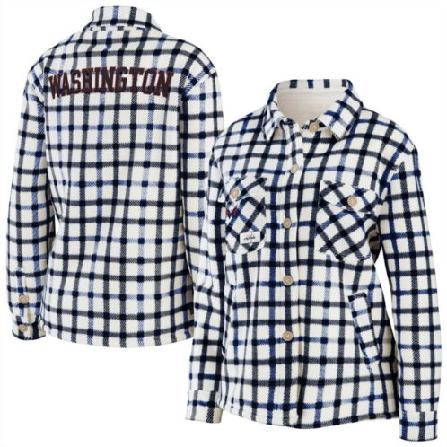 Womens WEAR by Erin Andrews Oatmeal Washington Capitals Plaid Button-Up Shirt Jacket