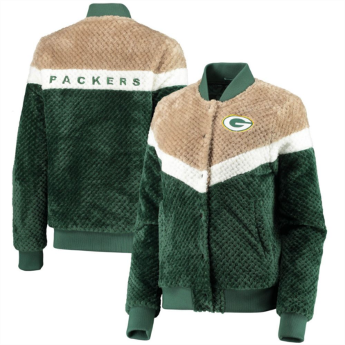 Womens G-III 4Her by Carl Banks Green/Cream Green Bay Packers Riot Squad Sherpa Full-Snap Jacket