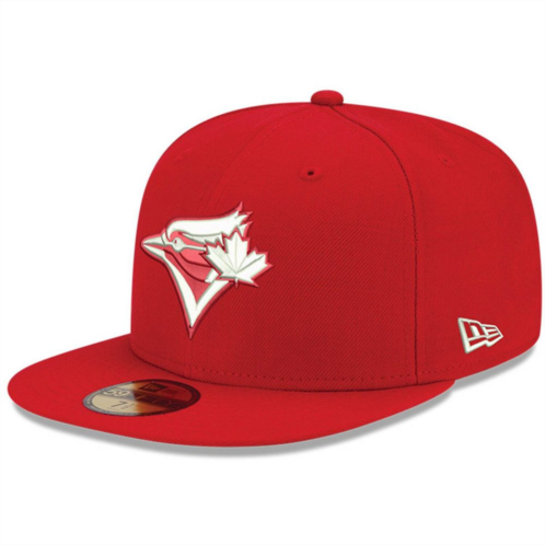 Mens New Era Red Toronto Blue Jays White Logo 59FIFTY Fitted Hat