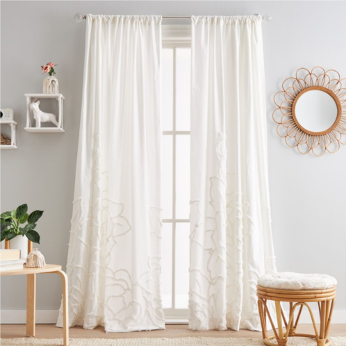 Peri Chenille Rose Poletop Window Curtain Set