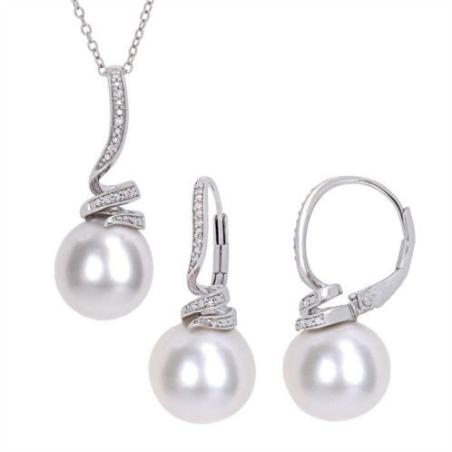 Stella Grace Freshwater Cultured Pearl & Diamond Accent Necklace & Earring Set