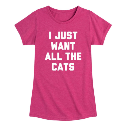 Licensed Character Girls 7-16 I Just Want All The Cats Graphic Tee