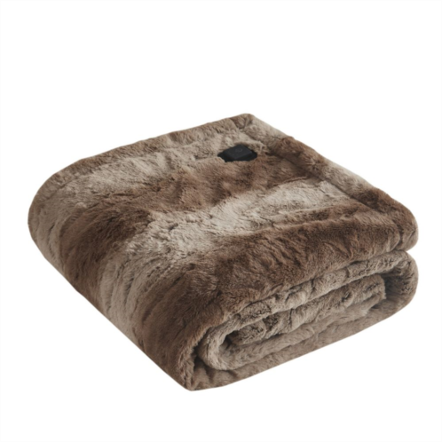 Beautyrest Marselle Faux Fur Electric Heated Throw Wrap with Built-in Controller