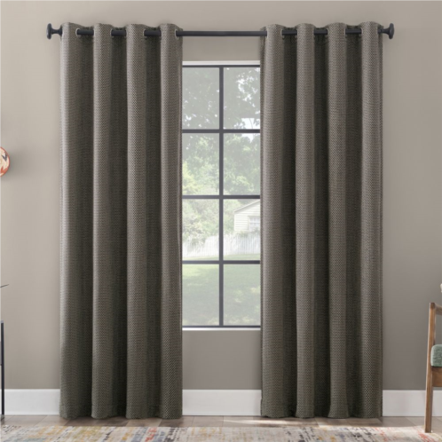 Scott Living Rafaela Woven Pattern Chenille 100% Blackout Grommet Window Curtain
