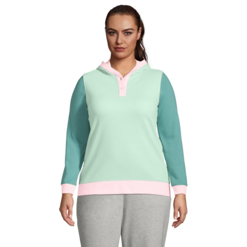 Plus Size Lands End Serious Sweats Long Sleeve Button Hoodie