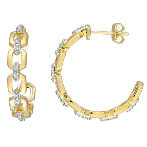 Stella Grace 18k Gold Over Silver 1/8 Carat T.W. Diamond Link Hoop Earrings
