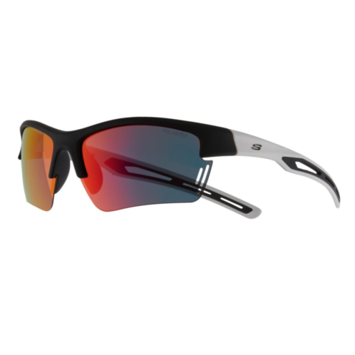 Skechers Unisex 69mm Semi-Rimless Sport Wrap Polarized Sunglasses
