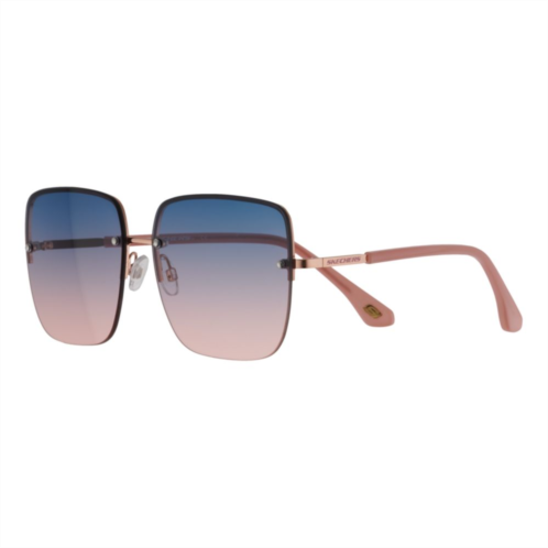 Skechers Womens 62mm Rimless Butterfly Sunglasses