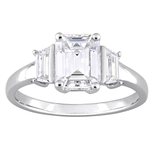 Stella Grace Sterling Silver 2 1/3 Carat T.W. Lab-Created Moissanite 3-Stone Engagement Ring