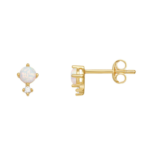 PRIMROSE 18k Gold Over Silver Opal & Cubic Zirconia Stud Earrings