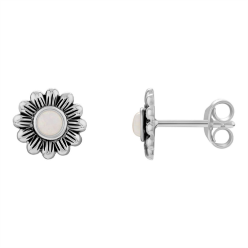 PRIMROSE Sterling Silver Opal Flower Stud Earrings