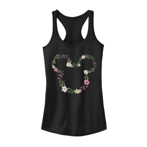 Juniors Disney Mickey And Friends Mickey Floral Outline Racerback Graphic Tank Top