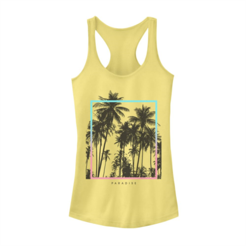 Licensed Character Juniors Paradise Palm Trees Gradient Box Design Graphic Tank Top
