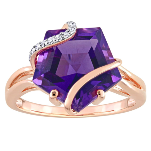 Stella Grace 18k Rose Gold Over Silver Amethyst & Diamond Accent Wrapped Ring