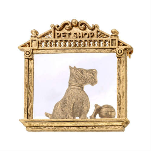 1928 Gold Tone Dog in Pet Shop Window Pin