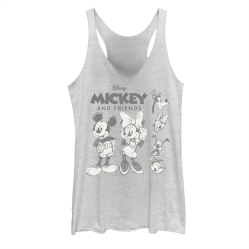 Juniors Disney Mickey And Friends Sketches Logo Racerback Graphic Tank Top
