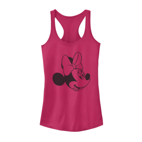 Licensed Character Disneys Minnie Mouse Black And White Head Shot Juniors Racerback Tank Top