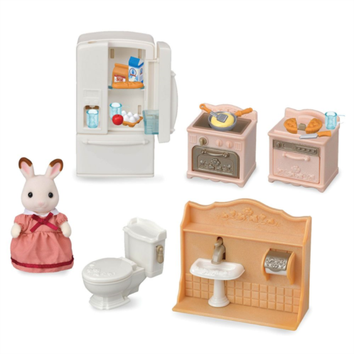 Calico Critters Playful Starter Dollhouse Furniture Set with Figure and Working Appliances