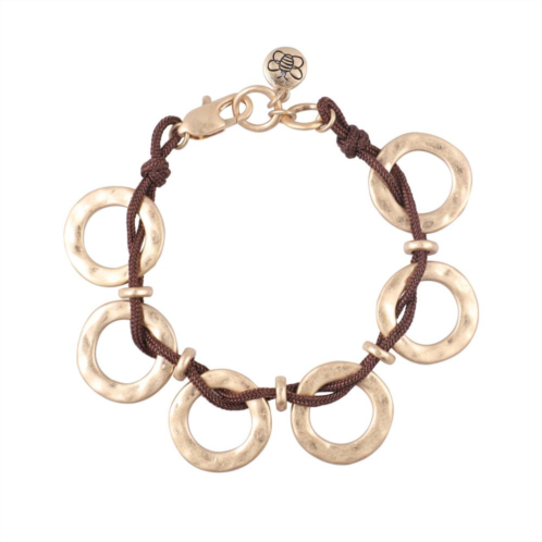 Bella Uno Gold Tone Open Circle Cord Bracelet