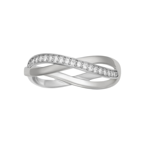 PRIMROSE Sterling Silver Cubic Zirconia Crossover Ring