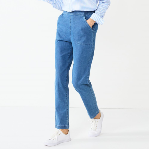 Petite Womens Croft & Barrow Classic Pull-On Jeans