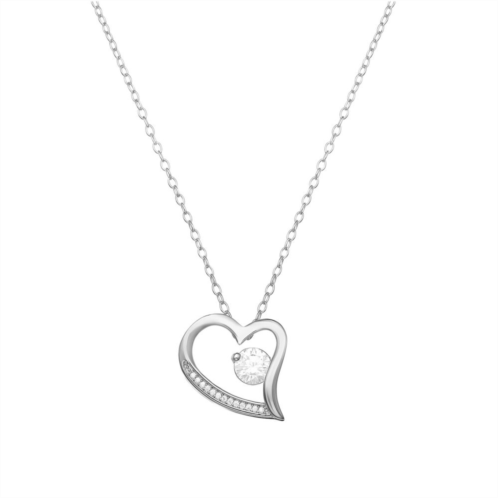PRIMROSE Sterling Silver Cubic Zirconia Open Heart Pendant Necklace