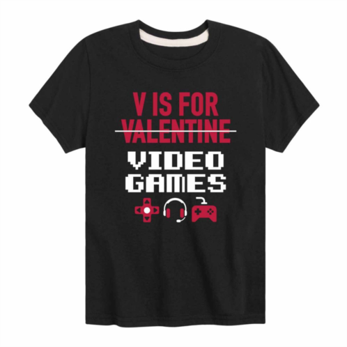 Licensed Character Boys 8-20 V Is For Video Games Valentine Graphic Tee