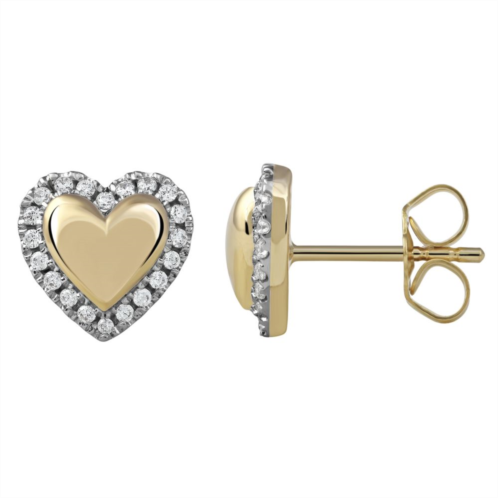 DeCouer Sterling Silver 1/6 Carat T.W. Diamond Halo Heart Stud Earrings