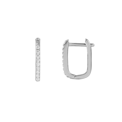 PRIMROSE Sterling Silver Cubic Zirconia Oval Hoop Earrings