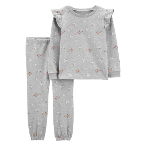 Baby Girl Carters Floral French Terry Ruffle Shoulder Sweatshirt & Jogger Pants Set