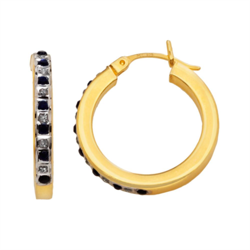 Unbranded 18k Gold-Over-Silver Sapphire Hoop Earrings