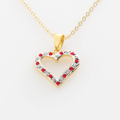 Diamond Fascination 18k Gold-Over-Silver Ruby Heart Pendant