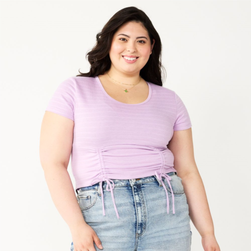 Juniors Plus Size SO Cinch Front Cropped Top