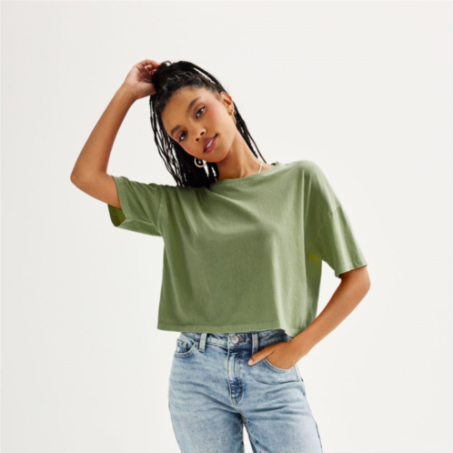 Juniors SO Solid Cropped Boxy Tee