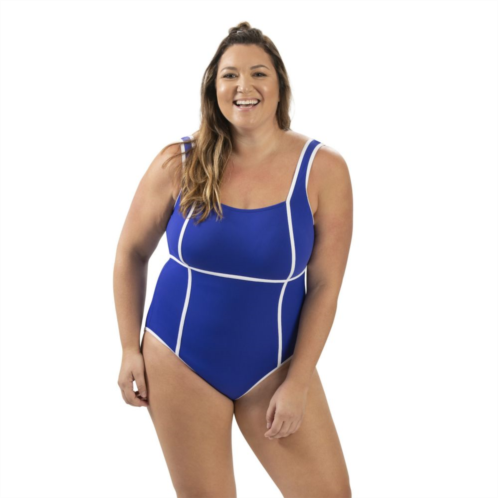 Womens Dolfin Aquashape UPF 50+ Solid Squareneck One-Piece Swimsuit