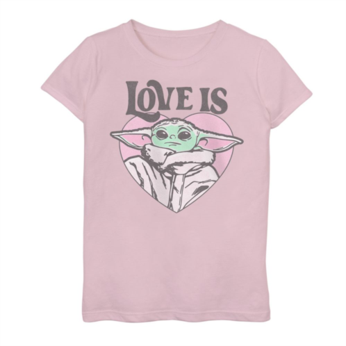 Girls 7-16 Star Wars The Mandalorian Love Is Grogu aka Baby Yoda Heart Shaped Portrait Graphic Tee