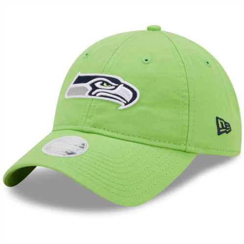 Womens New Era Neon Green Seattle Seahawks Core Classic 2.0 9TWENTY Adjustable Hat