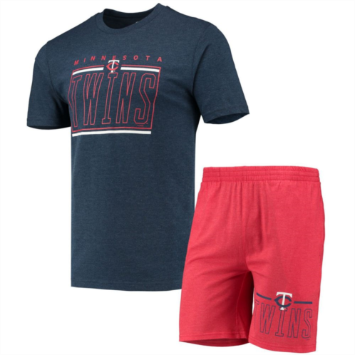 Unbranded Mens Concepts Sport Red/Navy Minnesota Twins Meter T-Shirt and Shorts Sleep Set
