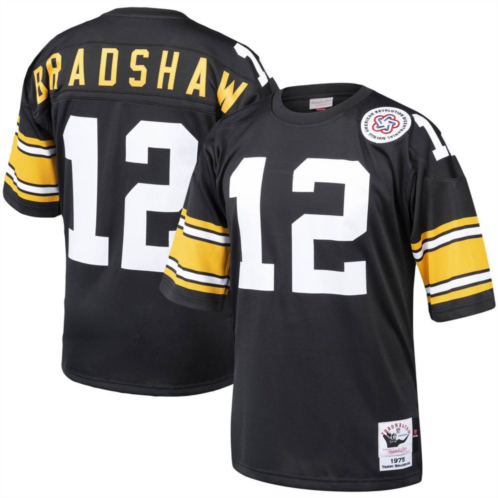 Unbranded Mens Mitchell & Ness Terry Bradshaw Black Pittsburgh Steelers 1975 Authentic Throwback Retired Player Jersey