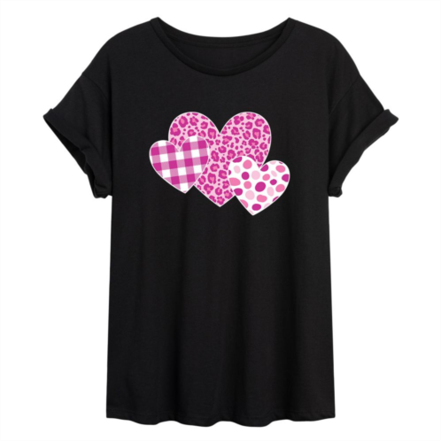 Licensed Character Juniors Patterned Hearts Flowy Tee