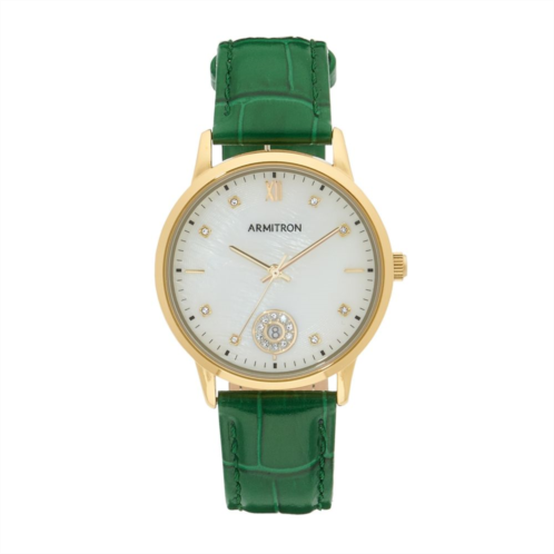 Armitron Womens Crystal Accent Leather Strap Calendar Watch - 75-5834MPGPGN