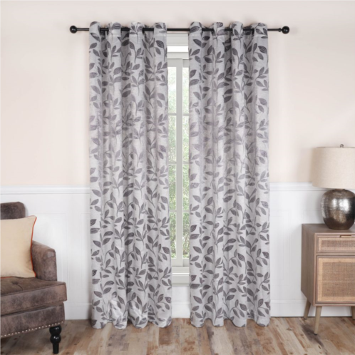 SUPERIOR Leaves Insulated Thermal 2-Pack Blackout Grommet Window Curtain Panels