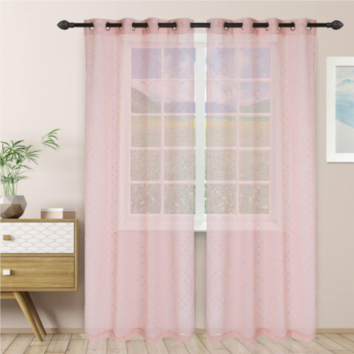 Superior Poppy Sheer Set of 2 Grommet Top Window Curtain Panels