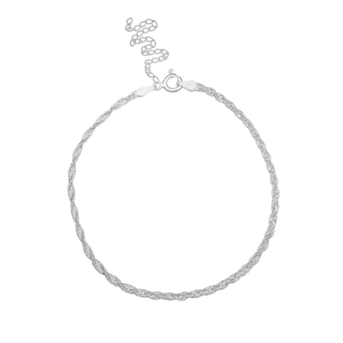 PRIMROSE Sterling Silver Twisted Cable Chain Anklet