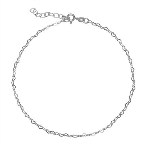PRIMROSE Sterling Silver Open Heart Link Choker Chain Necklace