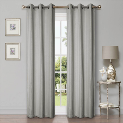 SUPERIOR Faux Linen Insulated Thermal Blackout Set of 2 Window Curtain Panels