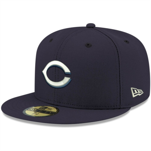 Mens New Era Navy Cincinnati Reds Logo White 59FIFTY Fitted Hat